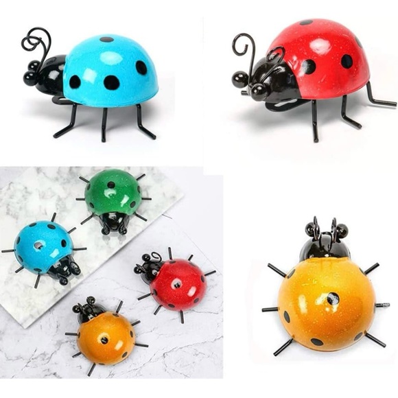 Ladybugs Outdoor Wall Decor, 3D Metal Wall Art Spring Decor - Picture 1 of 6